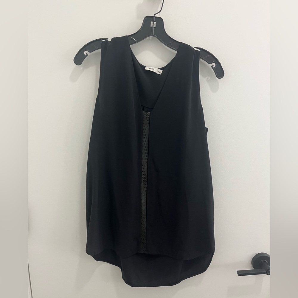 Vince 100% silk black sleeveless top size M